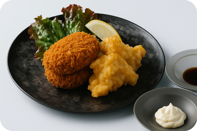 石舞台定食（コロッケ・鶏の唐揚げ）